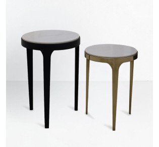 STICKS SIDE TABLE SET 2PCS WHITE BLACK GOLD 37x37xH54,5cm