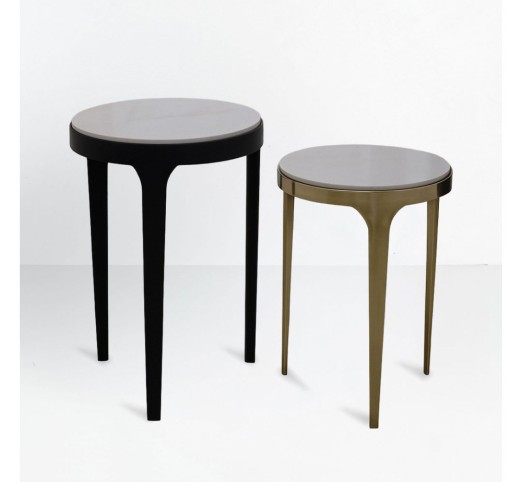 STICKS SIDE TABLE SET 2ΤΕΜ ΛΕΥΚΟ ΜΑΥΡΟ ΧΡΥΣΟ 37x37xH54,5cm
