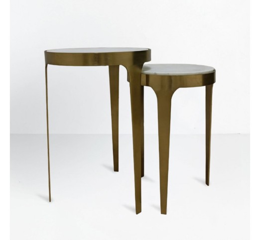 STICKS SIDE TABLE SET 2PCS WHITE GOLD 37x37xH54,5cm