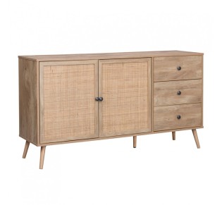 AMMOS SIDEBOARD 3DRAWERS NATURAL WITH RATTAN 150x39xH79cm
