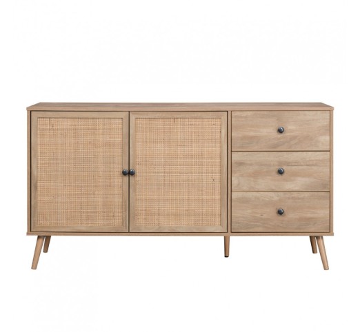 AMMOS SIDEBOARD 3DRAWERS NATURAL WITH RATTAN 150x39xH79cm