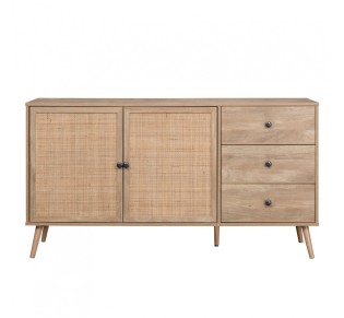 AMMOS SIDEBOARD 3DRAWERS NATURAL WITH RATTAN 150x39xH79cm