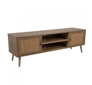 AMMOS TV STAND 2DOORS CHIPBOARD WITH MELAMINE CARTA NATURAL WITH RATTAN 150x39xH49cm E1 PRC