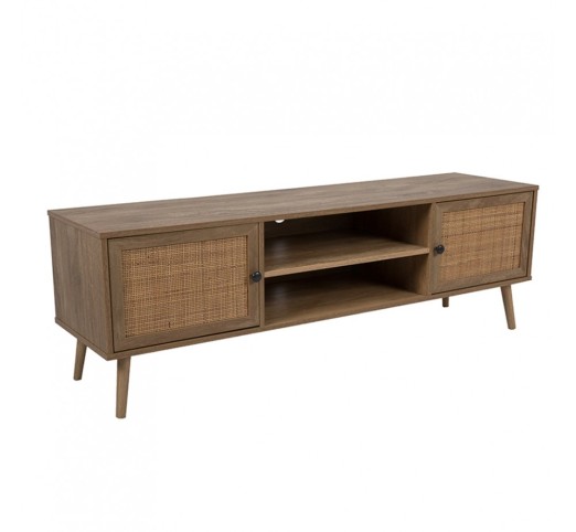 AMMOS TV STAND 2ΠΟΡΤΕΣ ΦΥΣΙΚΟ ΜΕ RATTAN 150x39xH49cm