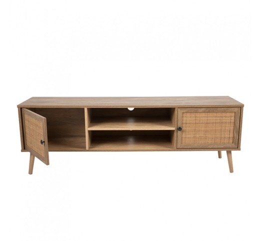 AMMOS TV STAND 2DOORS CHIPBOARD WITH MELAMINE CARTA NATURAL WITH RATTAN 150x39xH49cm E1 PRC