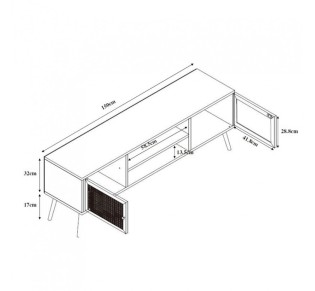 AMMOS TV STAND 2ΠΟΡΤΕΣ ΦΥΣΙΚΟ ΜΕ RATTAN 150x39xH49cm