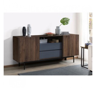 GROOVES SIDEBOARD 2DOORS 2DRAWERS WALNUT GREY 180x40x80cm 2