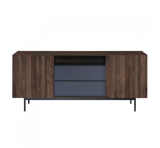 GROOVES SIDEBOARD 2DOORS 2DRAWERS WALNUT GREY 180x40x80cm