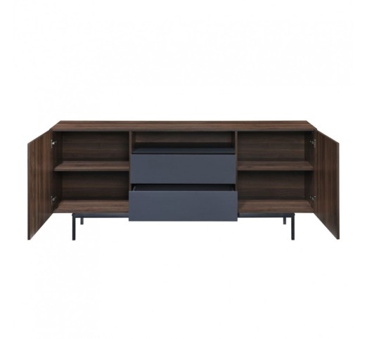 GROOVES SIDEBOARD 2DOORS 2DRAWERS WALNUT GREY 180x40x80cm
