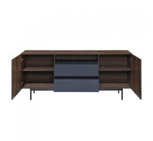 GROOVES SIDEBOARD 2DOORS 2DRAWERS WALNUT GREY 180x40x80cm