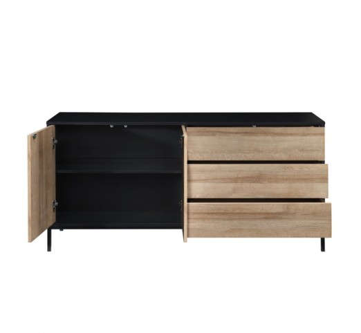 BLACKBIRD ΜΠΟΥΦΕΣ 2ΠΟΡΤΕΣ 3ΣΥΡΤΑΡΙΑ RIVIERA OAK ΜΑΥΡΟ 150x40xH75,5cm