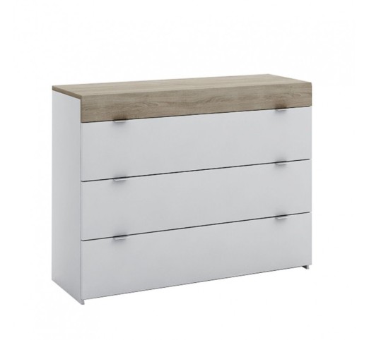 MY BOX PEDESTAL 3DRAWERS MELAMINE SONOMA DARK WHITE HIGH GLOSS 105x45xH78cm