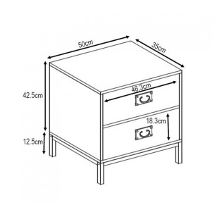 RUBIK NIGHTSTAND 2DRAWERS CEMENT LIGHT WITH PATTERN 50x35xH55cm