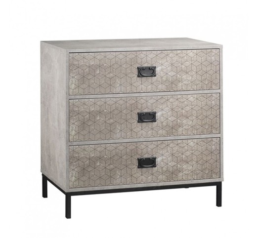 RUBIK PEDESTAL 3DRAWERS CEMENT LIGHT WITH PATTERN 80x40xH80cm