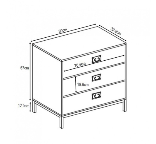RUBIK PEDESTAL 3DRAWERS CEMENT LIGHT WITH PATTERN 80x40xH80cm