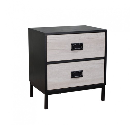 FACTORY NIGHTSTAND 2DRAWERS BLACK OAK SONOMA DECAPE 50x35xH55cm