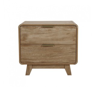 OVAL NIGHTSTAND 2DRAWERS NATURAL 60,2x39,5xH54,7cm