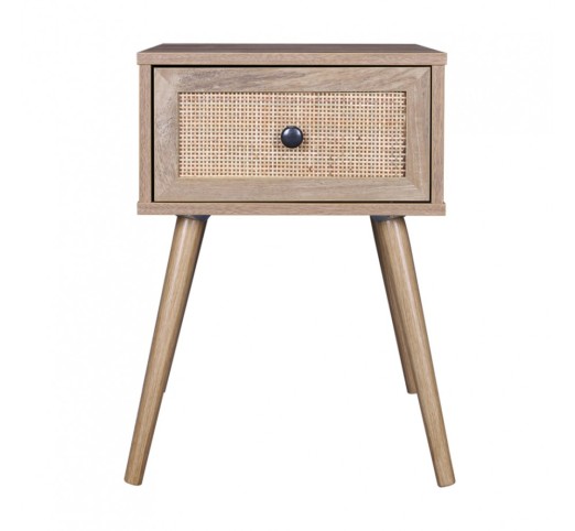 AMMOS NIGHTSTAND 1DRAWER CHIPBOARD WITH MELAMINE CARTA NATURAL WITH RATTAN E1 PRC
