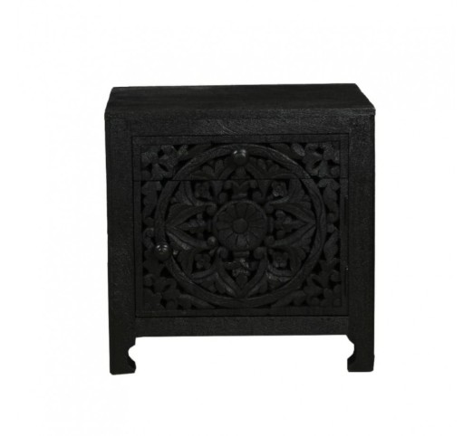 VOLCANO NIGHTSTAND 1DOOR 1DRAWER BLACK 50x40xH50cm