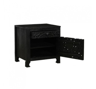 VOLCANO NIGHTSTAND 1DOOR 1DRAWER BLACK 50x40xH50cm