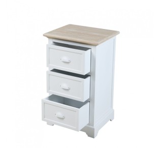 Skip to the beginning of the images gallery KIMOLOS NIGHTSTAND 3DRAWERS LACQUERED MDF WHITE VENEER NATURAL E1 PRC