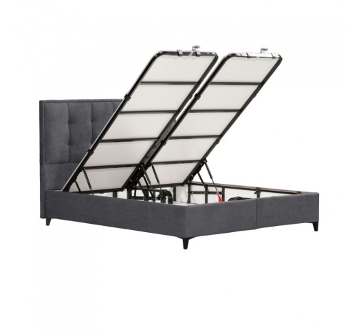 PIANO ΚΡΕΒΑΤΙ ΜΕ ΑΠΟΘΗΚ. ΧΩΡΟ (ΓΙΑ ΣΤΡΩΜΑ 160x200cm) ΓΚΡΙ 07-780 160x207xH115cm