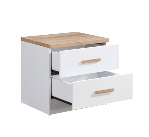 PRACTICO NIGHTSTAND 2DRAWERS NATURAL WHITE 50x40xH50cm