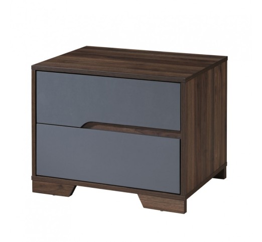 GROOVES NIGHTSTAND 2DRAWERS WALNUT GREY 60x45xH47cm