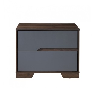 GROOVES NIGHTSTAND 2DRAWERS WALNUT GREY 60x45xH47cm 2