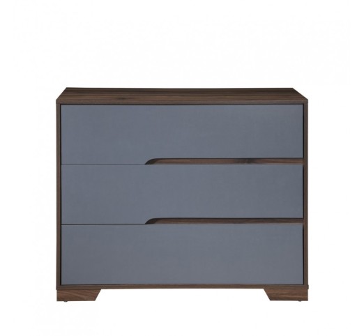 GROOVES PEDESTAL 3DRAWERS WALNUT GREY 100x45xH80cm