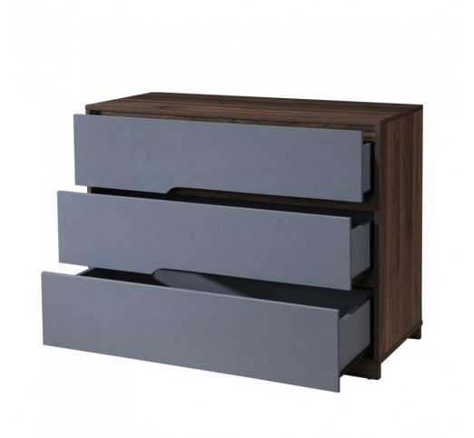 GROOVES PEDESTAL 3DRAWERS WALNUT GREY 100x45xH80cm