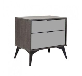 SPECCHIO NIGHTSTAND 2DRAWERS BLACK OAK MIRROR 58x39xH55cm