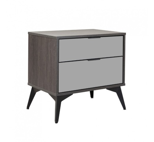 SPECCHIO NIGHTSTAND 2DRAWERS BLACK OAK MIRROR 58x39xH55cm