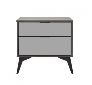 SPECCHIO NIGHTSTAND 2DRAWERS BLACK OAK MIRROR 58x39xH55cm