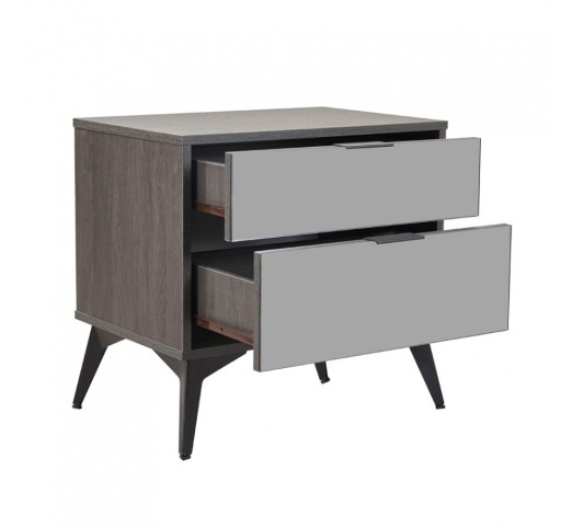 SPECCHIO NIGHTSTAND 2DRAWERS BLACK OAK MIRROR 58x39xH55cm