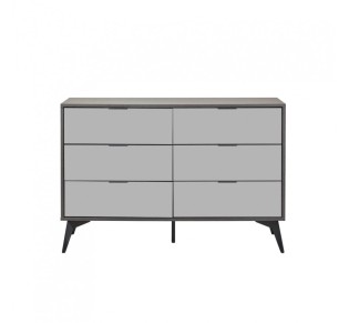 SPECCHIO PEDESTAL 6DRAWERS BLACK OAK MIRROR 120x39xH80cm 2
