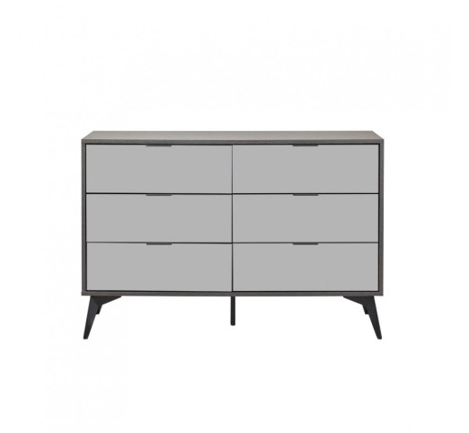 SPECCHIO PEDESTAL 6DRAWERS BLACK OAK MIRROR 120x39xH80cm