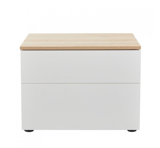 LUCIDO NIGHTSTAND 2DRAWERS WHITE OAK NATURAL 58x39xH44,5cm