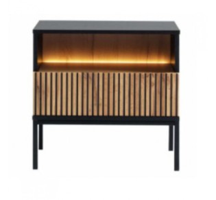 MYSTERY NIGHTSTAND 1DRAWER 1SHELF NATURAL DARK BLACK 54x39xH56cm