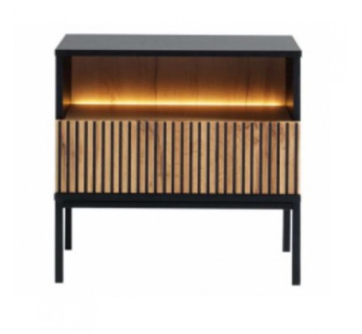 MYSTERY NIGHTSTAND 1DRAWER 1SHELF NATURAL DARK BLACK 54x39xH56cm