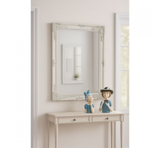 ROMANTIC MIRROR WHITE ANTIQUE 60x3xΗ80cm