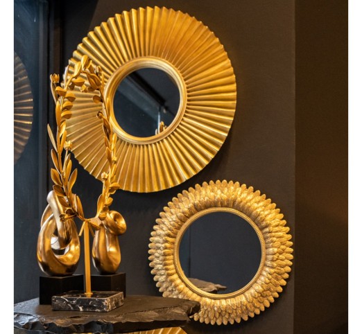 SOL MIRROR WALL 50x50xH3,5cm POLYRESIN GOLD ANTIQUE