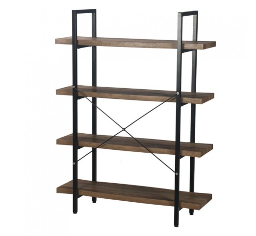 BRICK-URBAN BOOKCASE CHIPBOARD WITH MELAMINE CARTA WALNUT METAL BLACK 105x32xH140cm E1 PRC