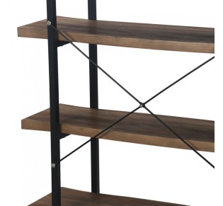 BRICK-URBAN BOOKCASE CHIPBOARD WITH MELAMINE CARTA WALNUT METAL BLACK 105x32xH140cm E1 PRC