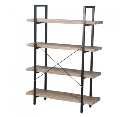 BRICK-URBAN BOOKCASE CHIPBOARD WITH MELAMINE CARTA NATURAL METAL BLACK 105x32xH140cm