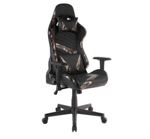 DYSKORD GAMING ARMCHAIR DESK FABRIC BLACK WITH PATTERN NYLON METAL 50x74xH137cm