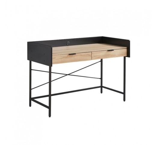 HOMI ΓΡΑΦΕΙΟ 2ΣΥΡΤΑΡΙΑ ΦΥΣΙΚΟ ΜΑΥΡΟ 123x60xH86cm