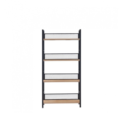 NEST BOOKCASE MELAMINE NATURAL BLACK 60x28xH121cm E1 PRC