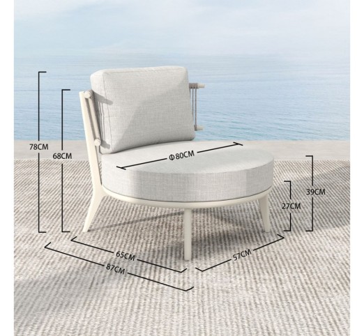 LA LUNA ARMCHAIR OFF WHITE 80x87xH68cm