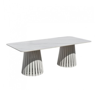 EURORA TABLE WHITE WITH MARBLE PATTERN WHITE 220x100xH75cm